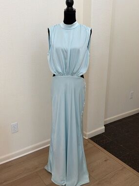 NWT Bardot Delphine High Neck Open Back Maxi Dress Aqua Size 12